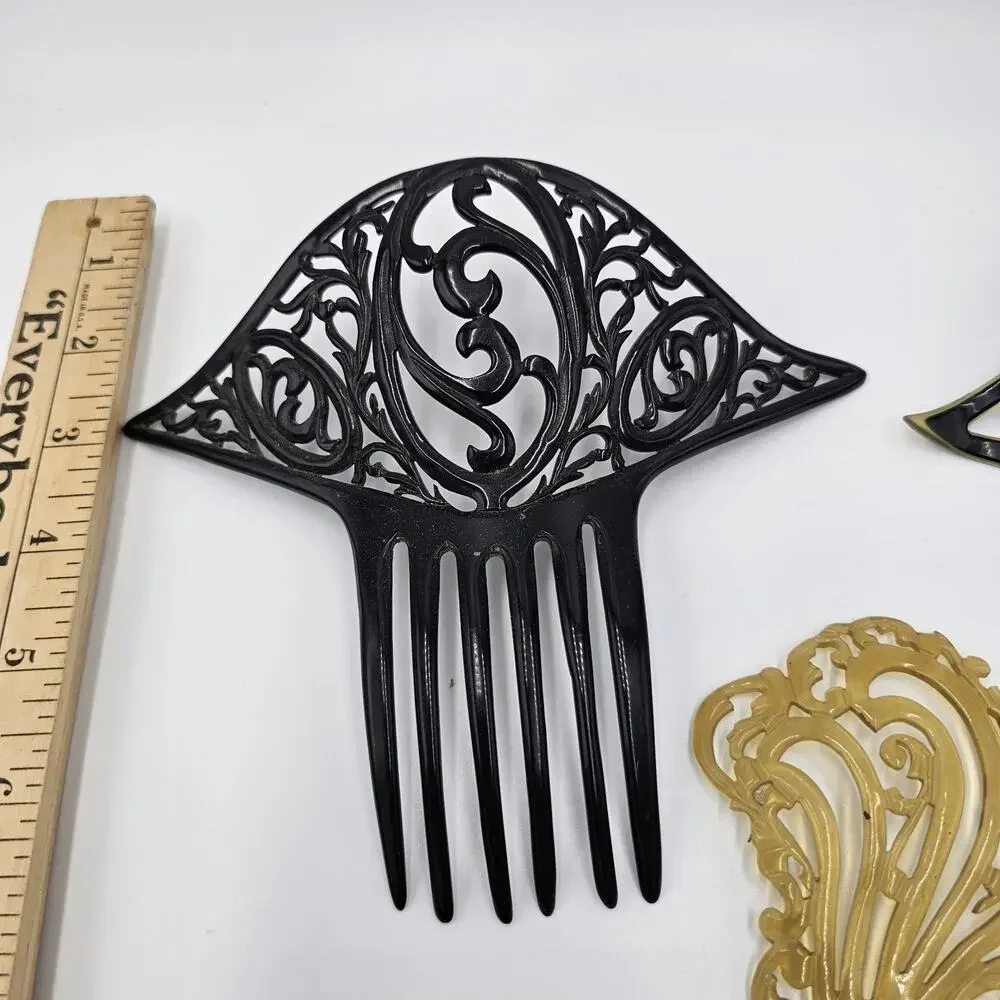 Lot of 5 Antique 1920s-1930s Celluloid Hair Combs Art Deco